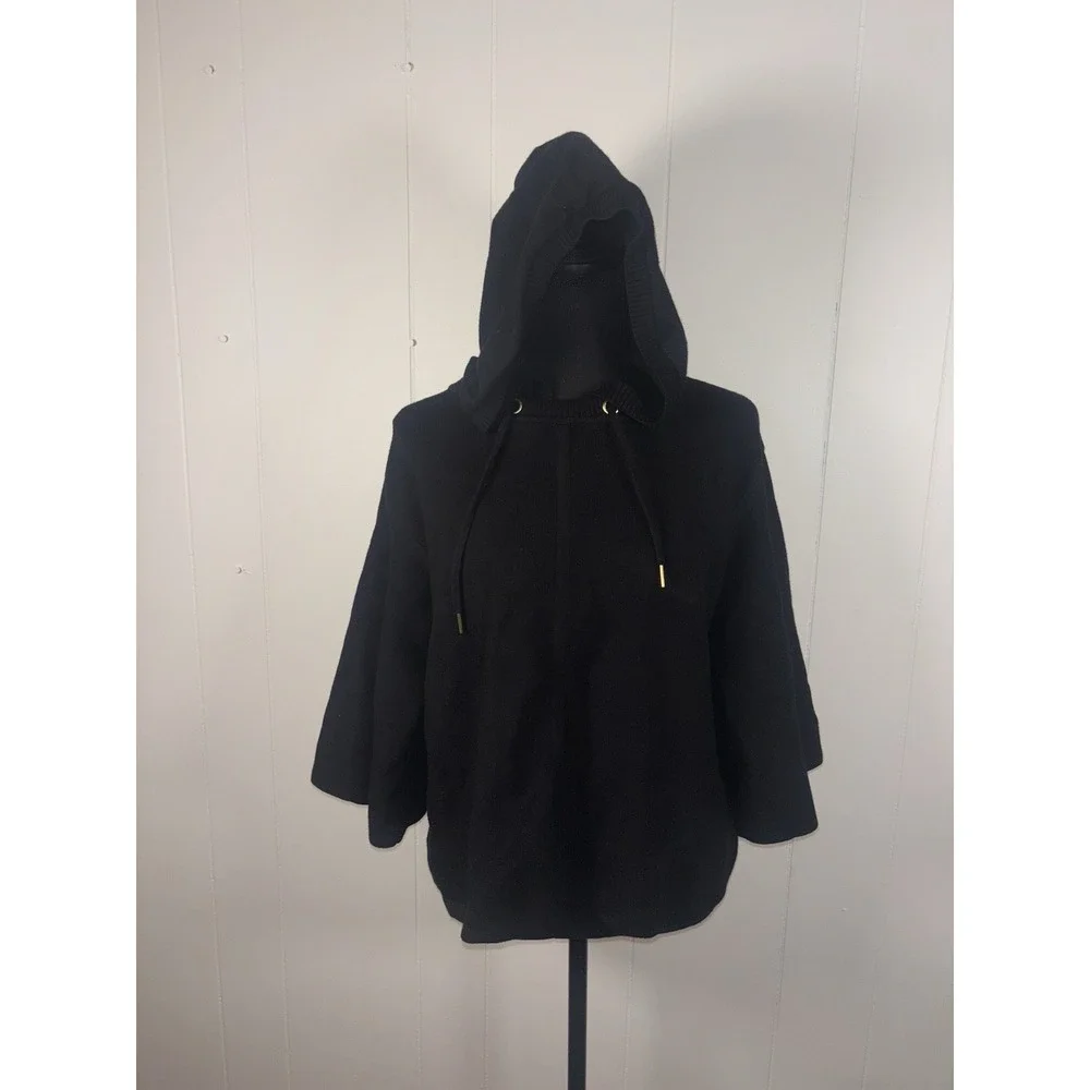 black anthropologie poncho sweater hooded small‎  Bell Sleeves Soft Thick